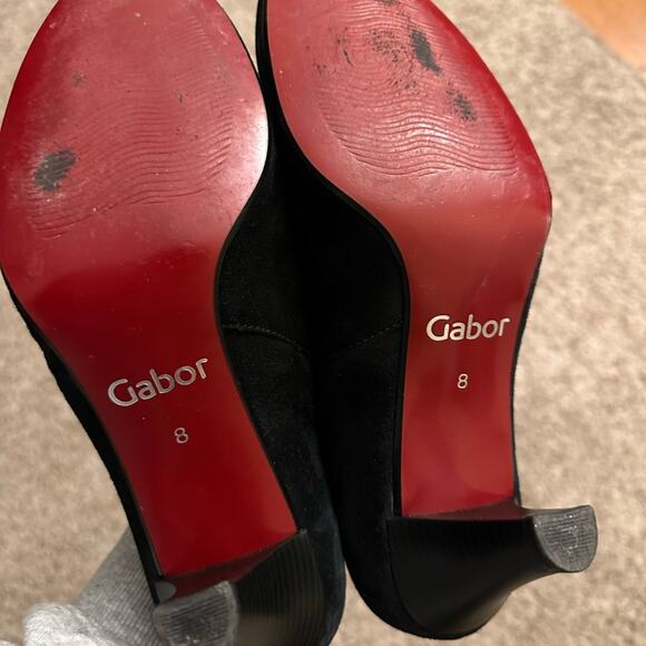 2/$25 Gabor Booties Black Suede Godiva High Cut Court Boots Heels Zipper Fall 8 - Picture 9 of 10